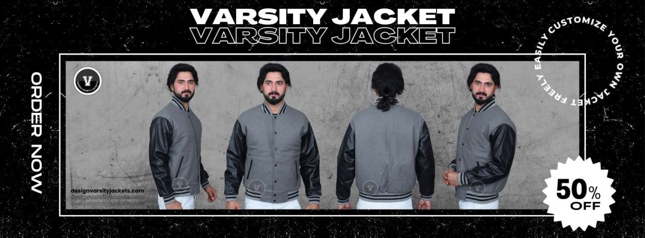 Grey and Black Varsity Jackets Wholesale