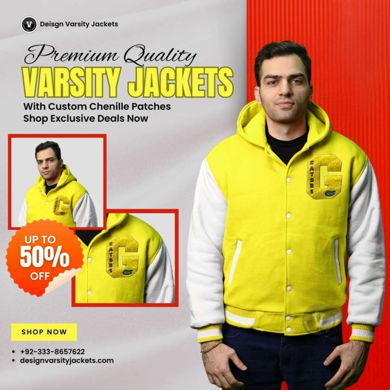 Yellow Varsity Jackets with Patches
