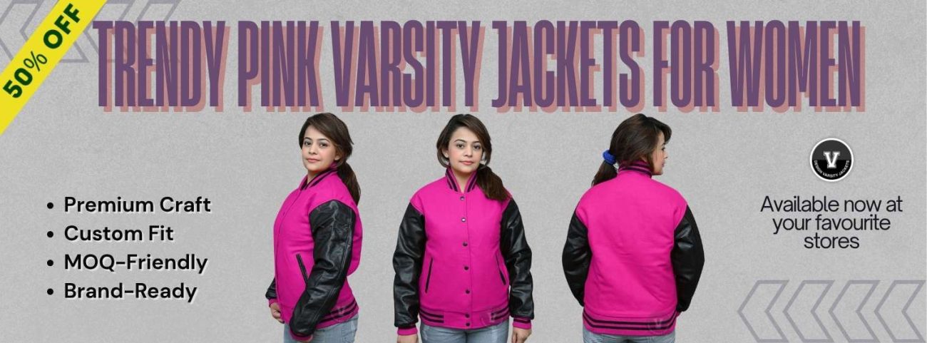 Trendy Pink Varsity Jackets for Women