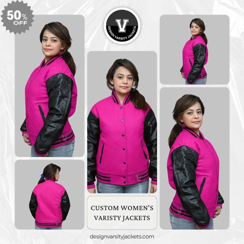 Trendy Pink Varsity Jackets for Women