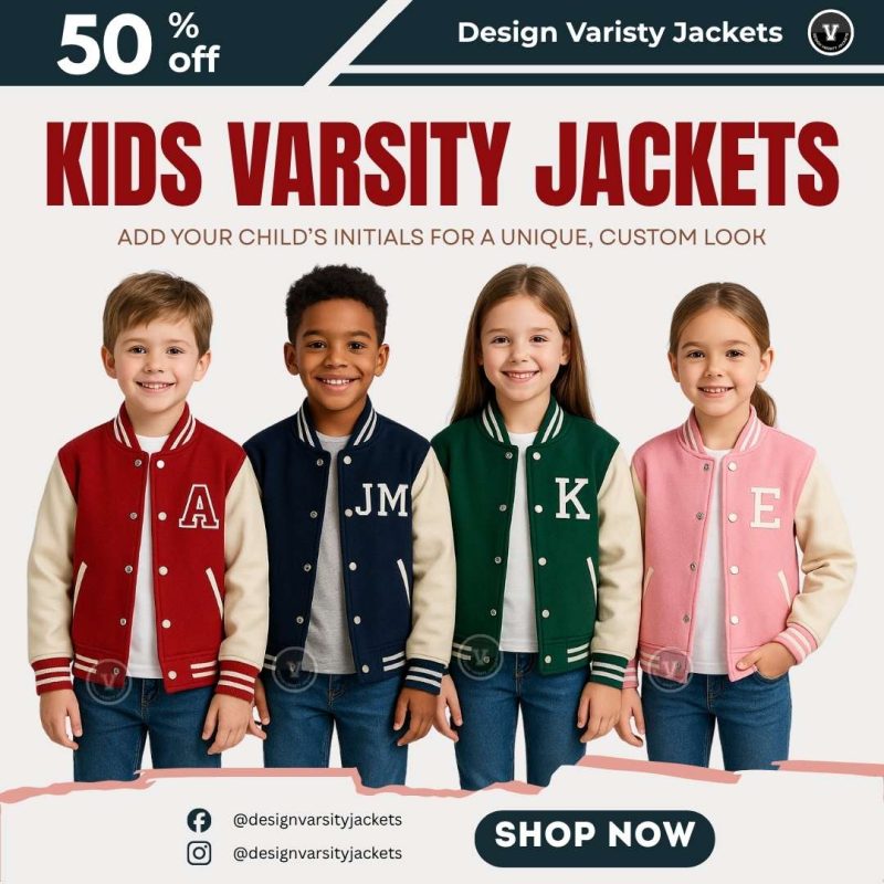 Design Varsity Jackets Letterman Jackets for Kids with Initials