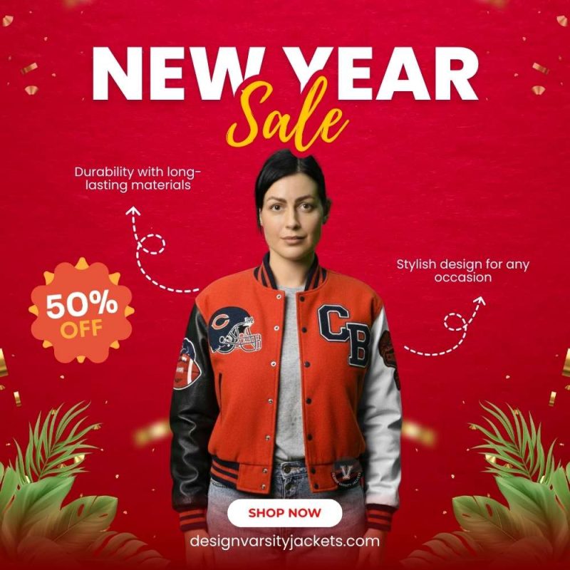 New Year Varsity Cropped Jackets for Women