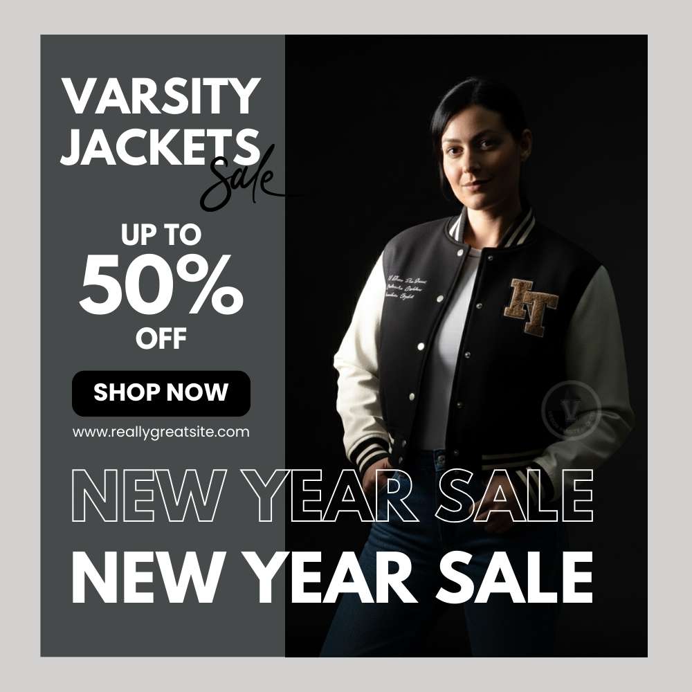 Womens Cropped Varsity Jacket New Year Deals