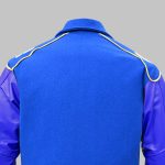 Blue Varsity Double Collar Jacket back Close