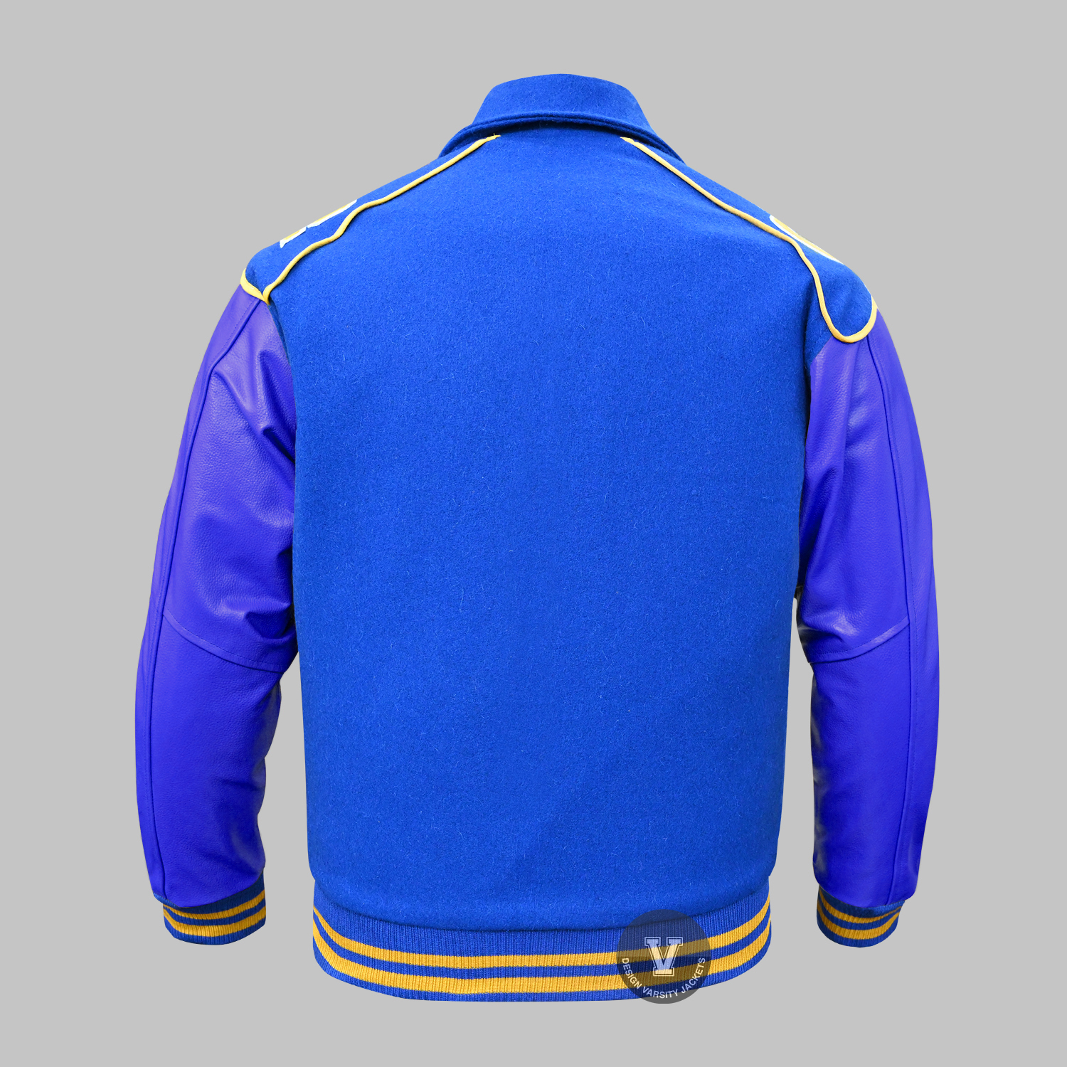 Blue Varsity Double Collar Jacket back