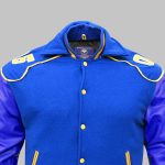 Blue Varsity Double Collar Jacket front close