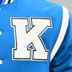 Cyan Blue Varsity Jacket front patch