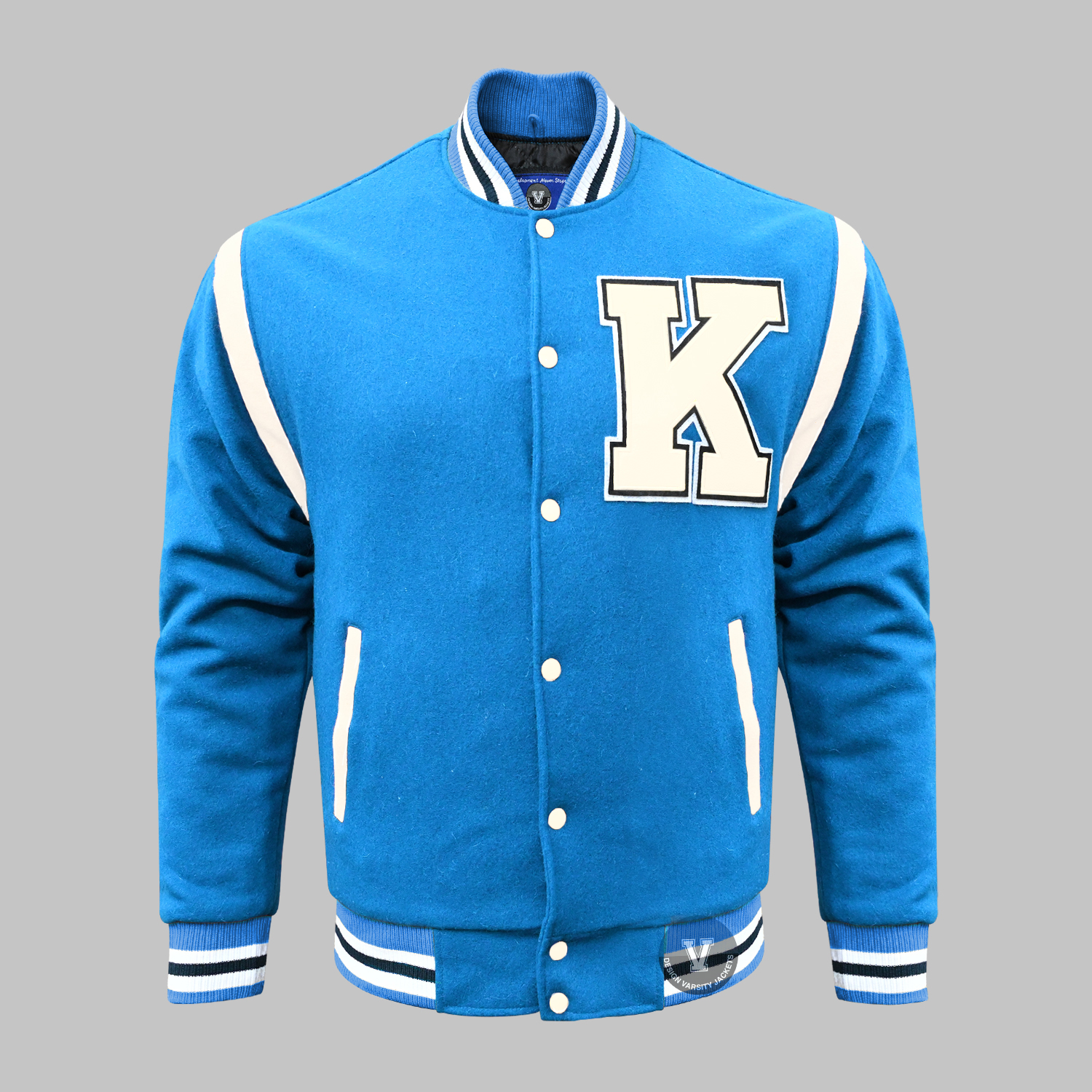 Cyan Blue Varsity Jacket | Custom Shoulder Letterman Jacket Bulk Available