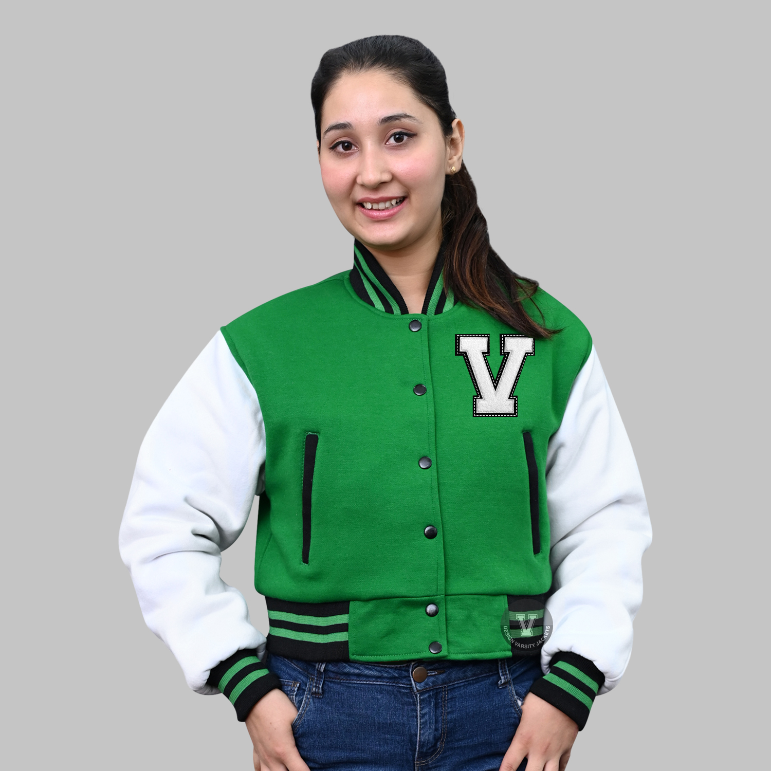 Embroidered Patch Varsity Jacket | Custom Letterman Jackets Online front