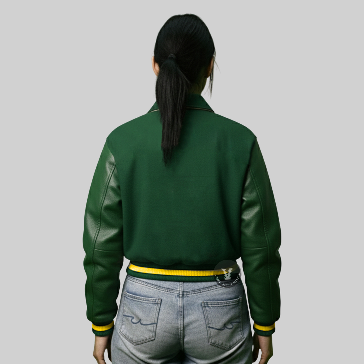 Green Varsity Embroidered Jacket back