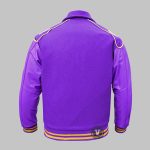 Purple Letterman Double Collar Jacket back