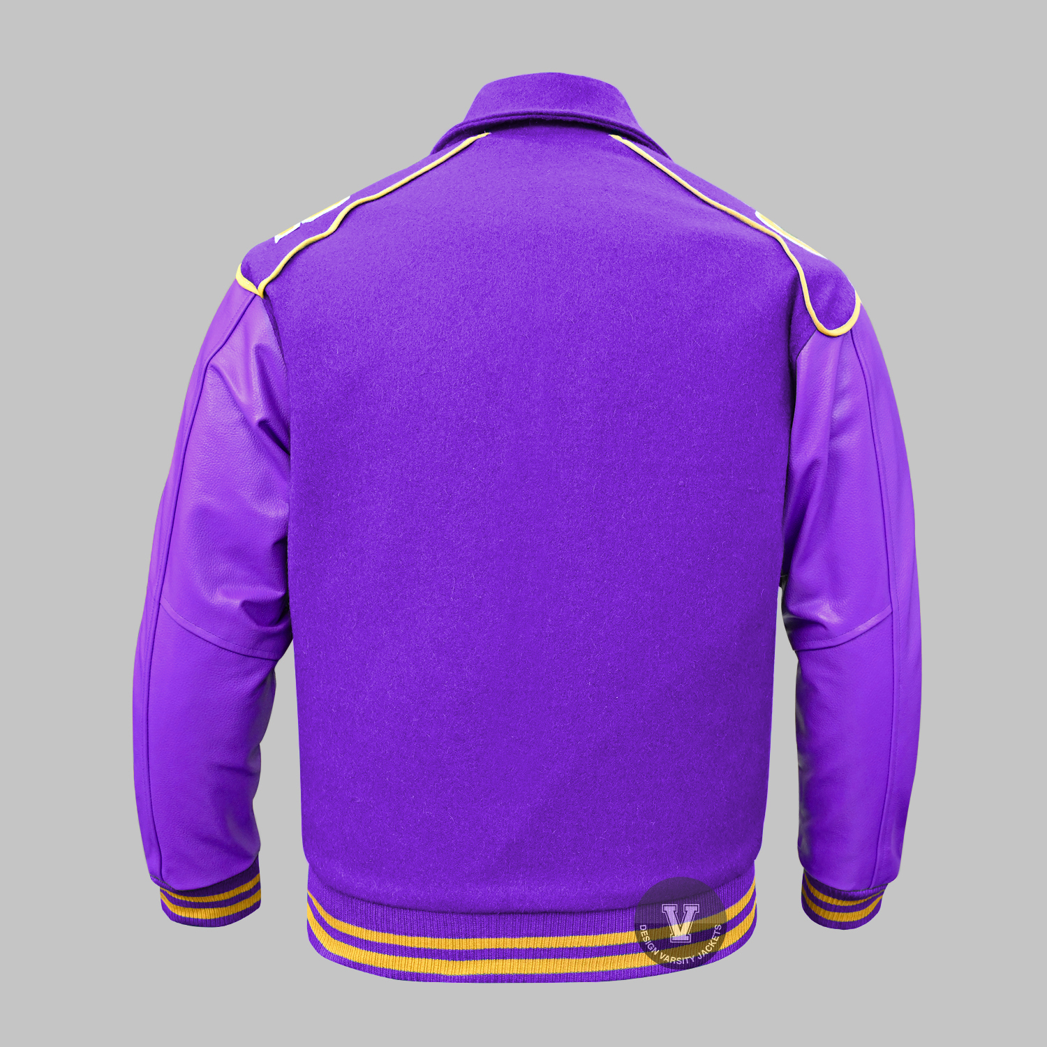 Purple Letterman Double Collar Jacket back