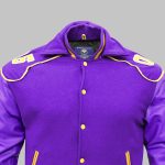 Purple Letterman Double Collar Jacket front close