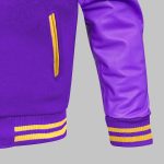 Purple Letterman Double Collar Jacket other side