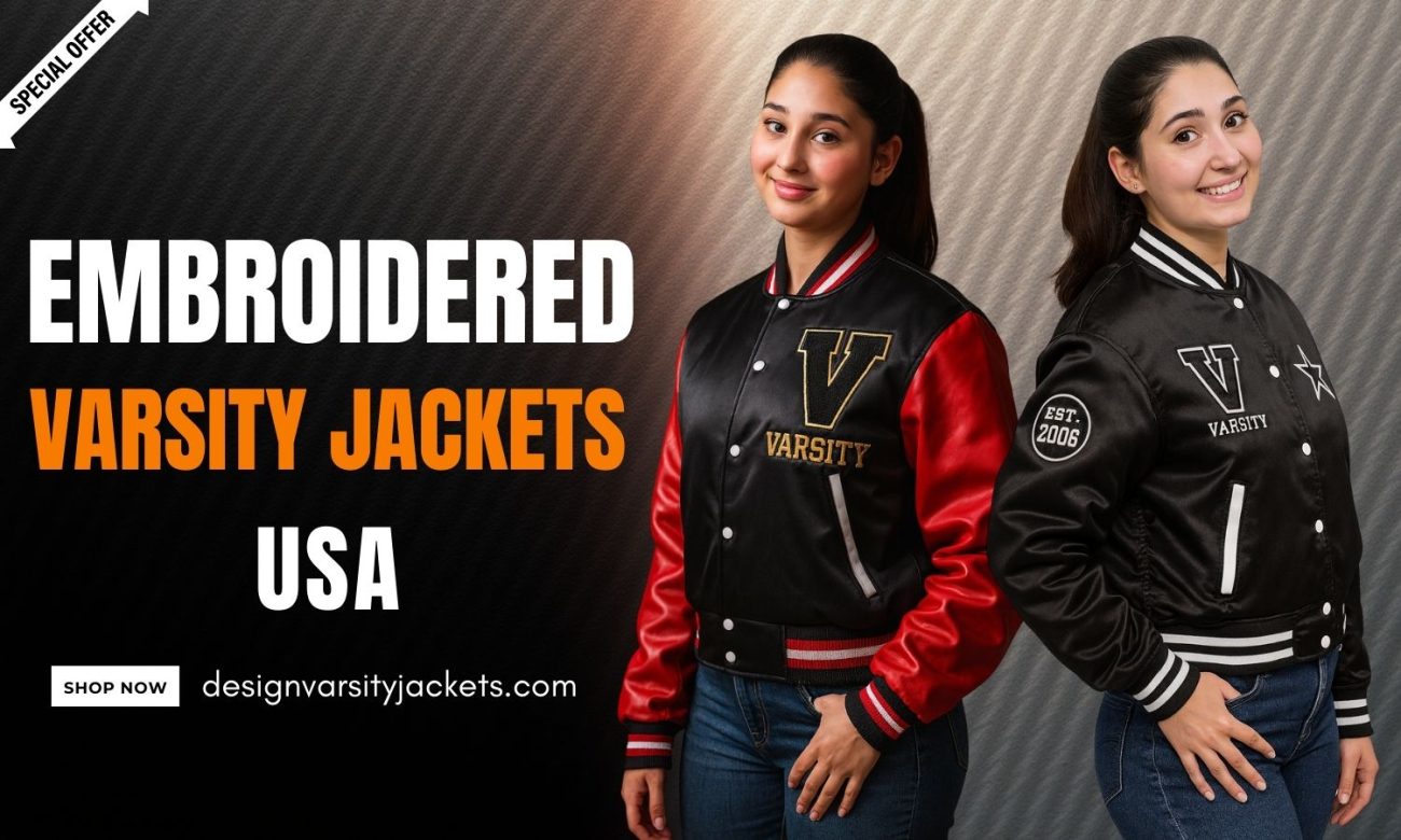 Embroidered Varsity Jacket USA
