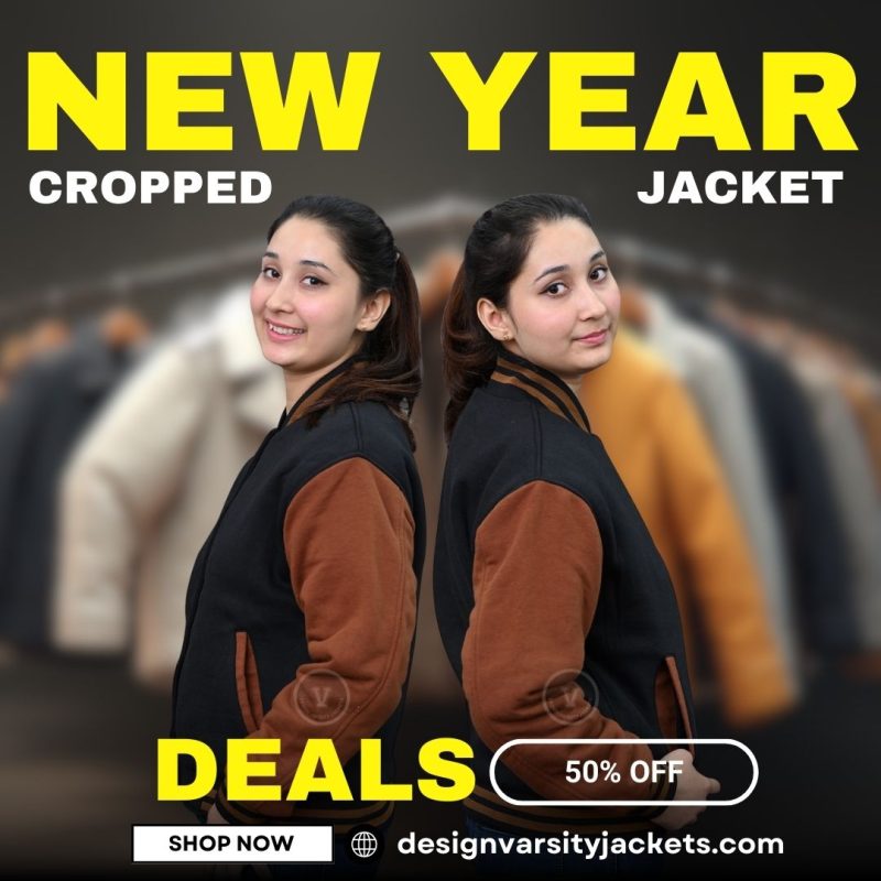 Varsity Cropped Jacket New Year Deals