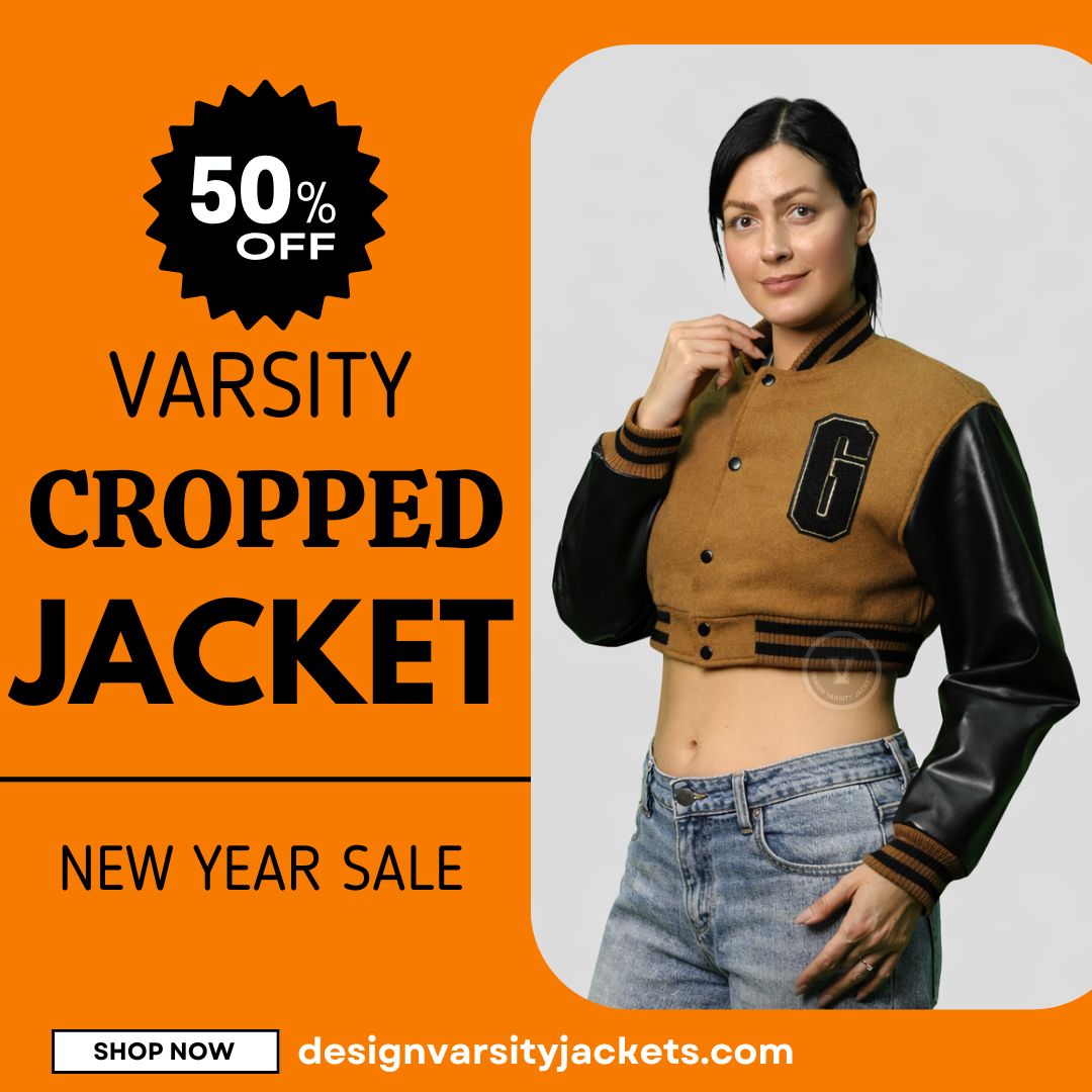 Varsity Cropped Jackets 50% Off New Year