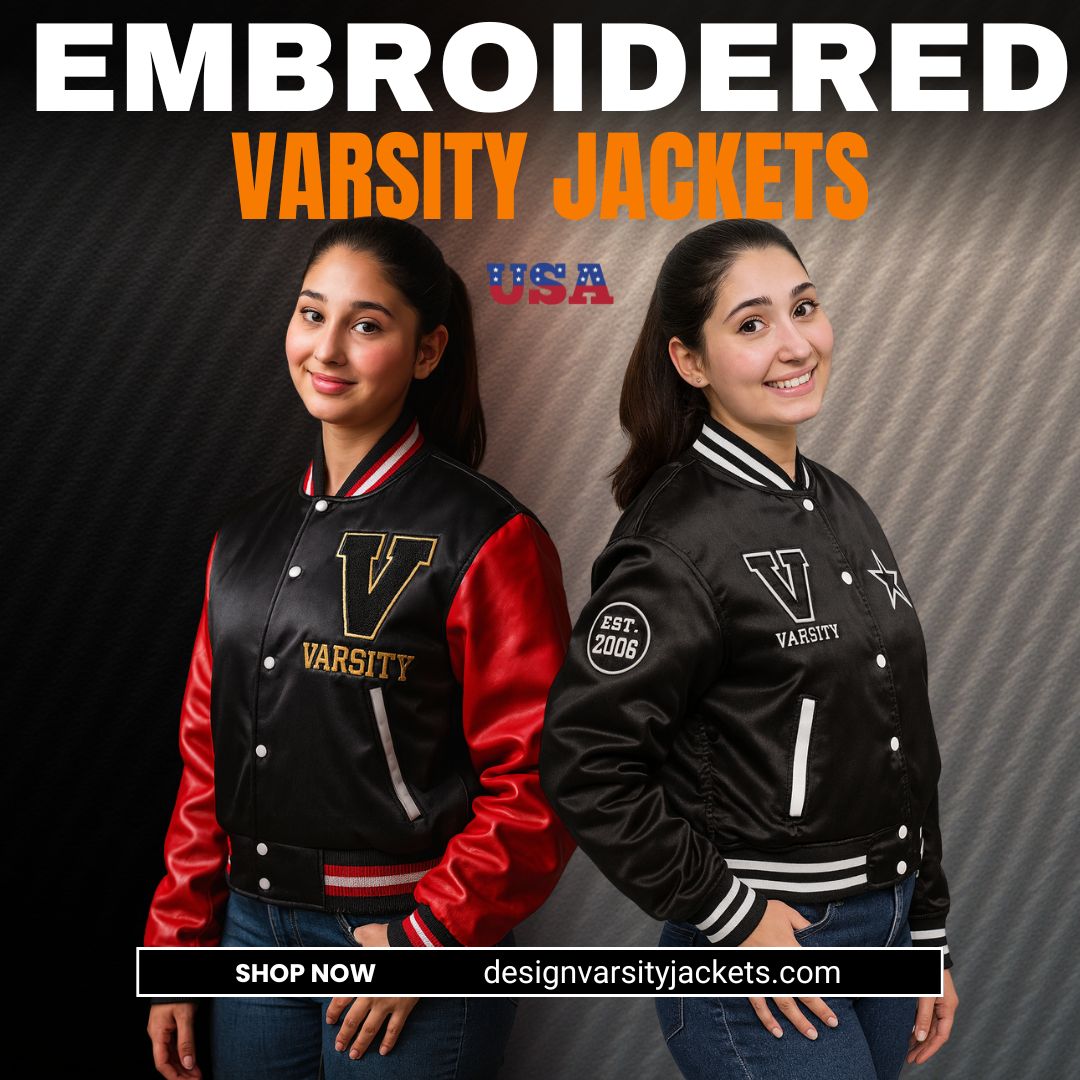 Embroidered Varsity Jacket USA