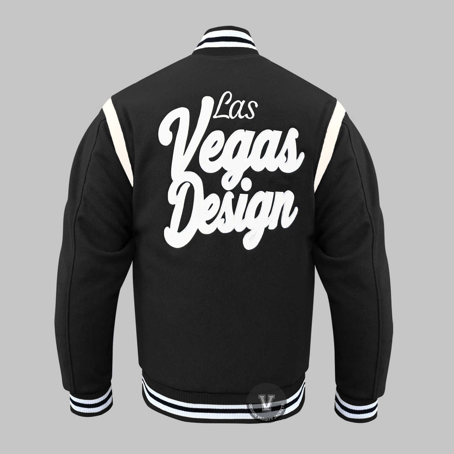 black Custom Vintage Varsity Jacket back