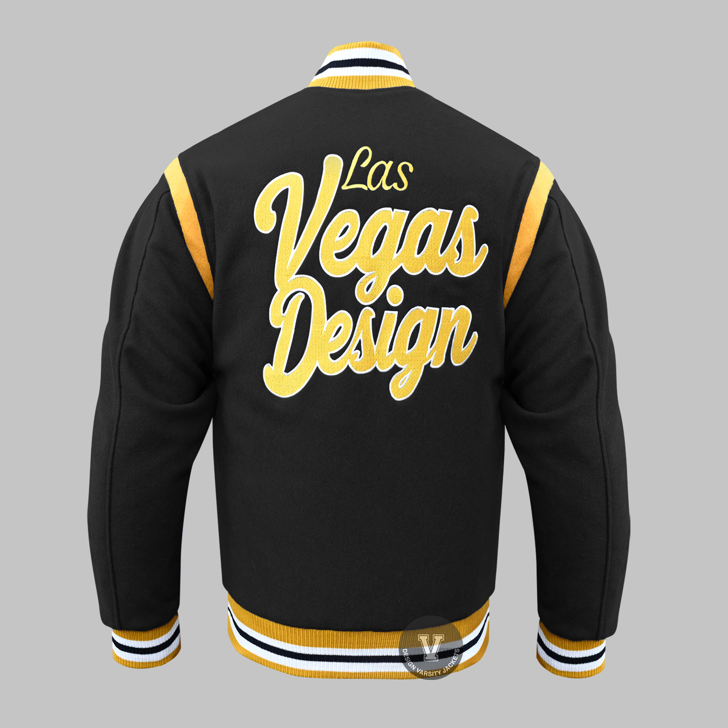 black Retro Shoulder Varsity Jacket back