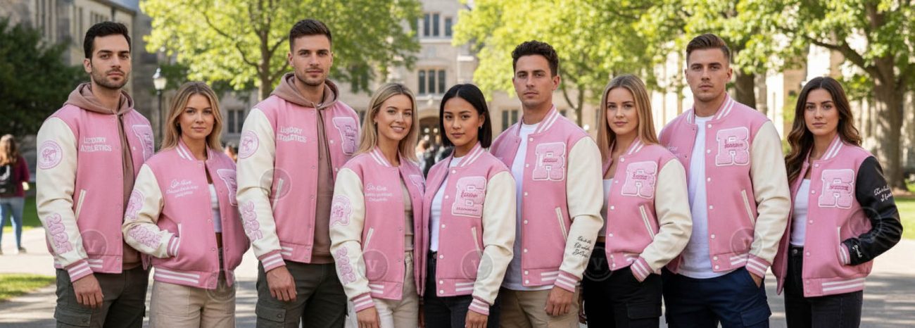 Pink Varisty Jackets Team Wear