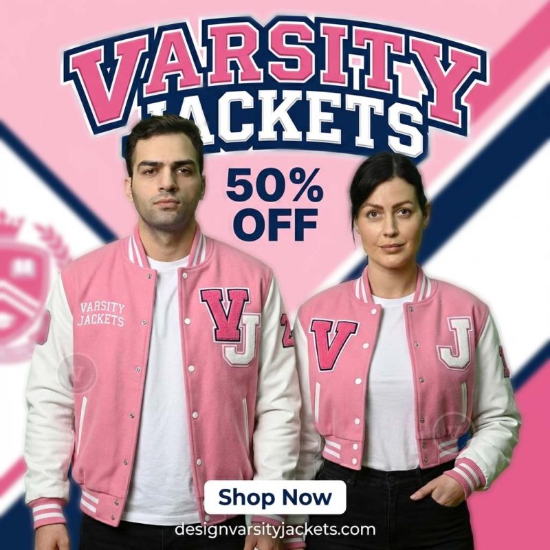 Trendy Pink Letterman Jackets for Couples