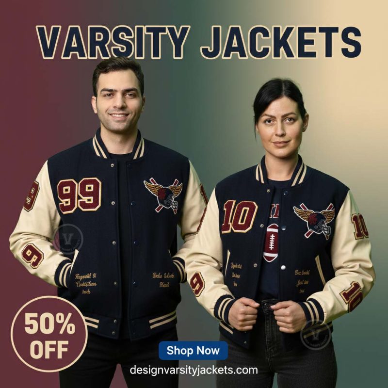 Football Team Letterman Jackets with Embroidery