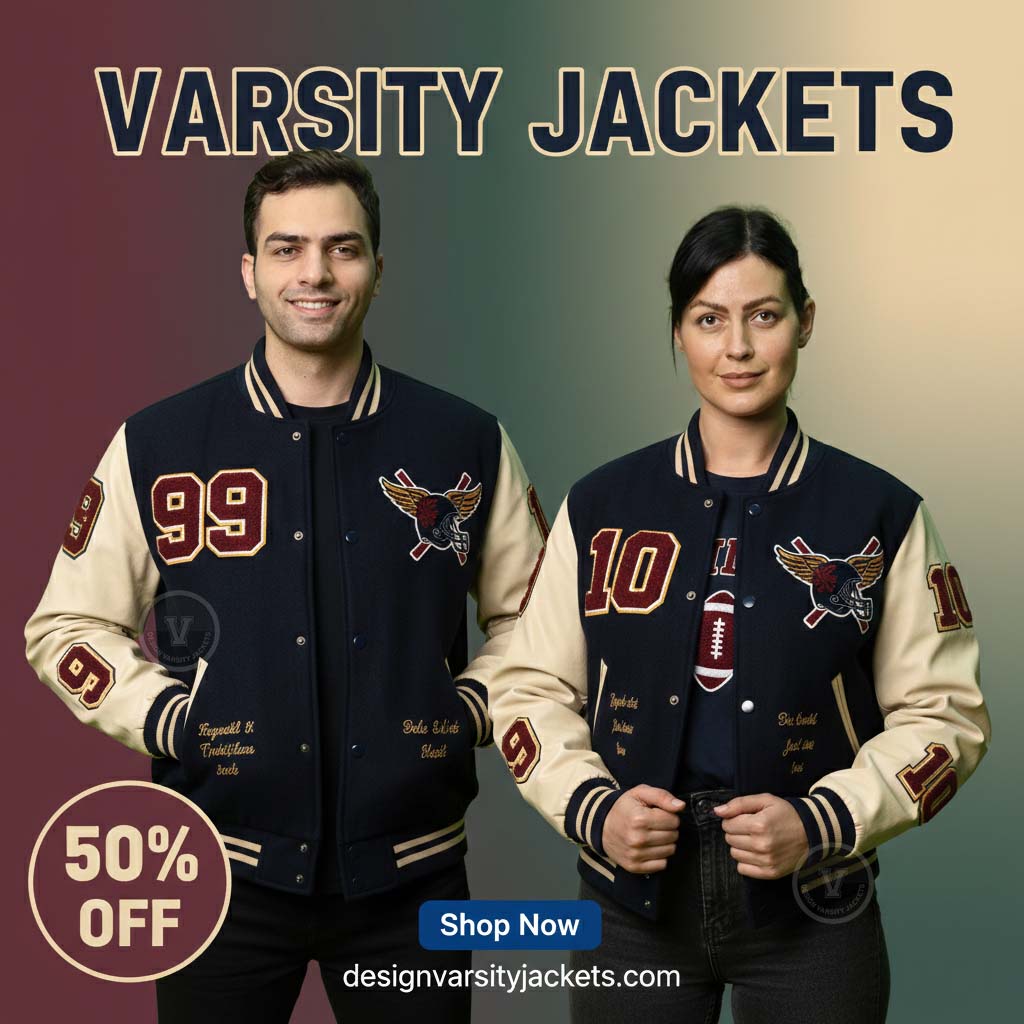 Football Team Letterman Jackets with Embroidery