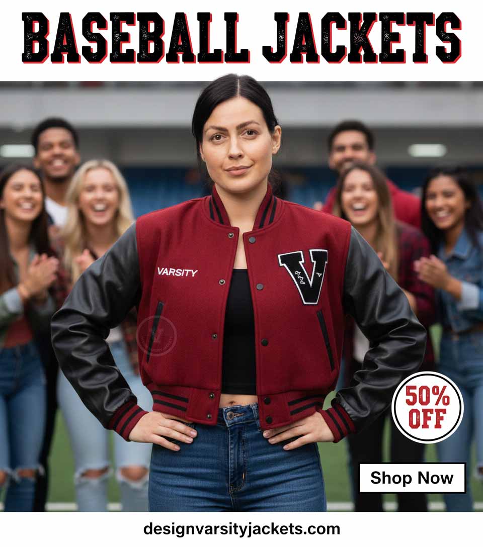 Red and Black Baseball Jackets for Women