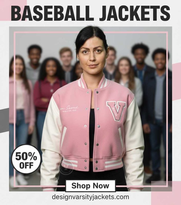 Trendy Pink Baseball Jackets for Women