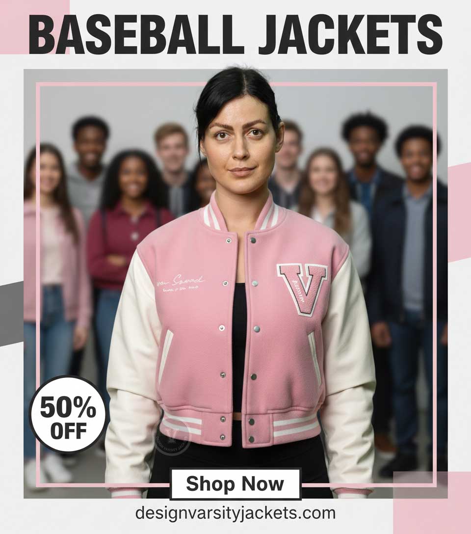 Trendy Pink Baseball Jackets for Women