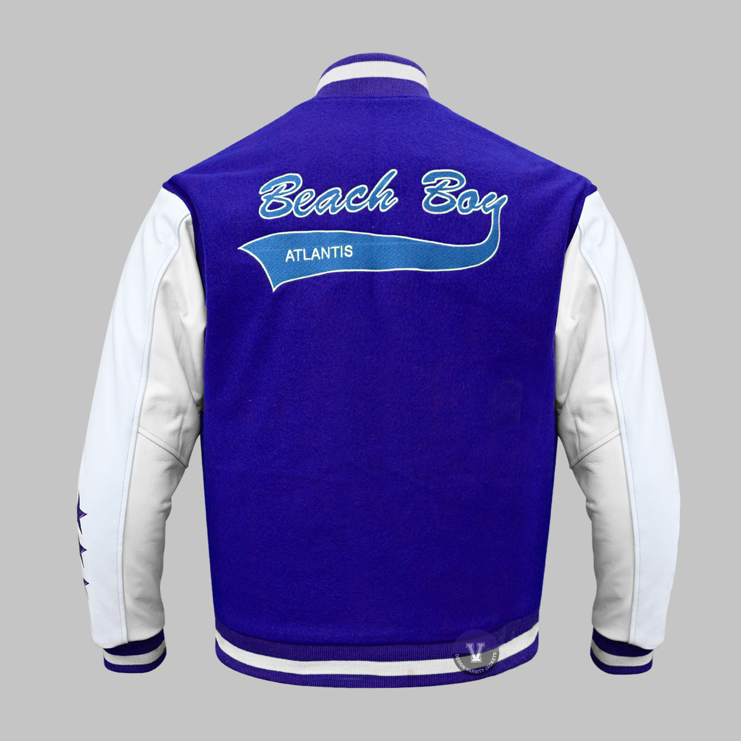 Blue Varsity Letterman Jacket back
