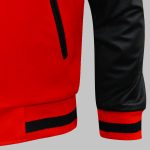 Custom Red Varsity Jacket front bottom side