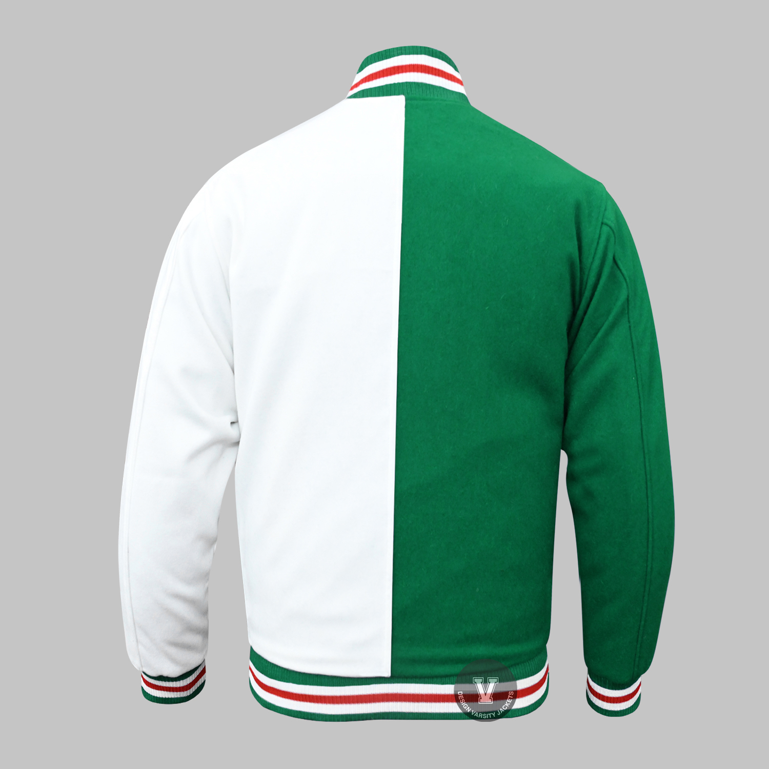 Green Two Toned Varsity Baseball Jacket back