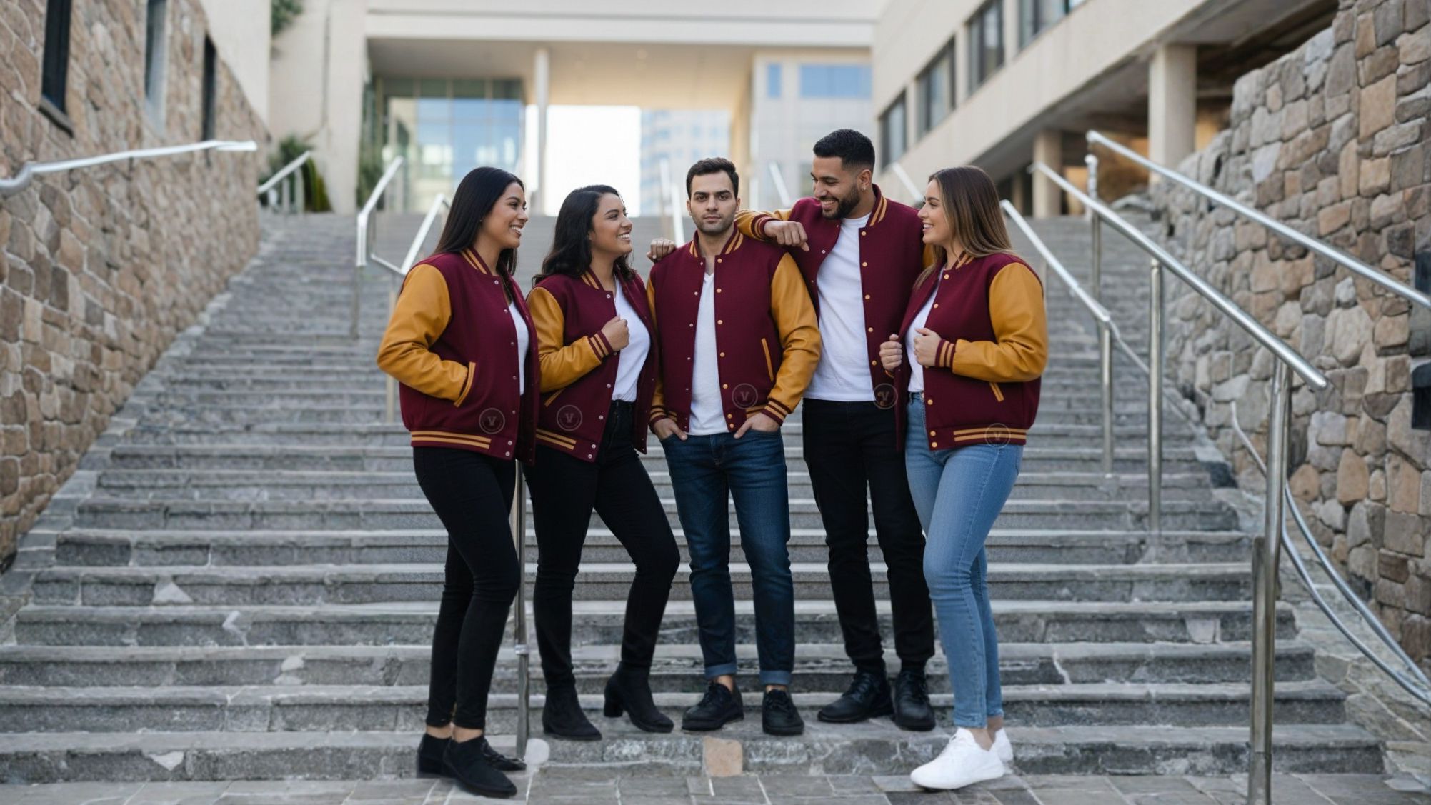 Mahroon Gold Baseball Jackets