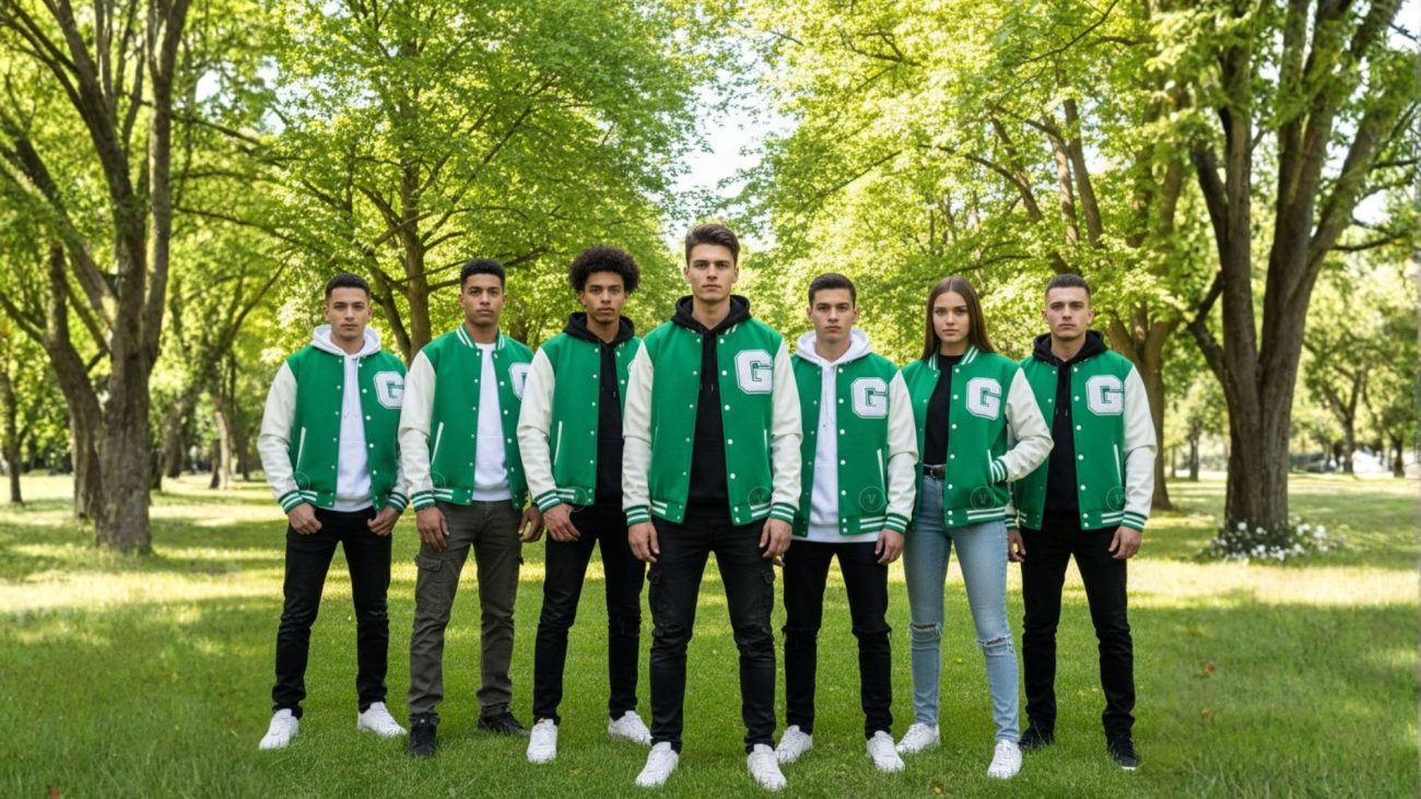 Design Varsity Jackets Green And White Baseball Jackets For Teams