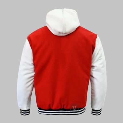 Red Varsity Hooded Jacket back