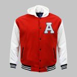 Red Varsity Hooded Jacket | Custom Letterman Jacket with Embroidery