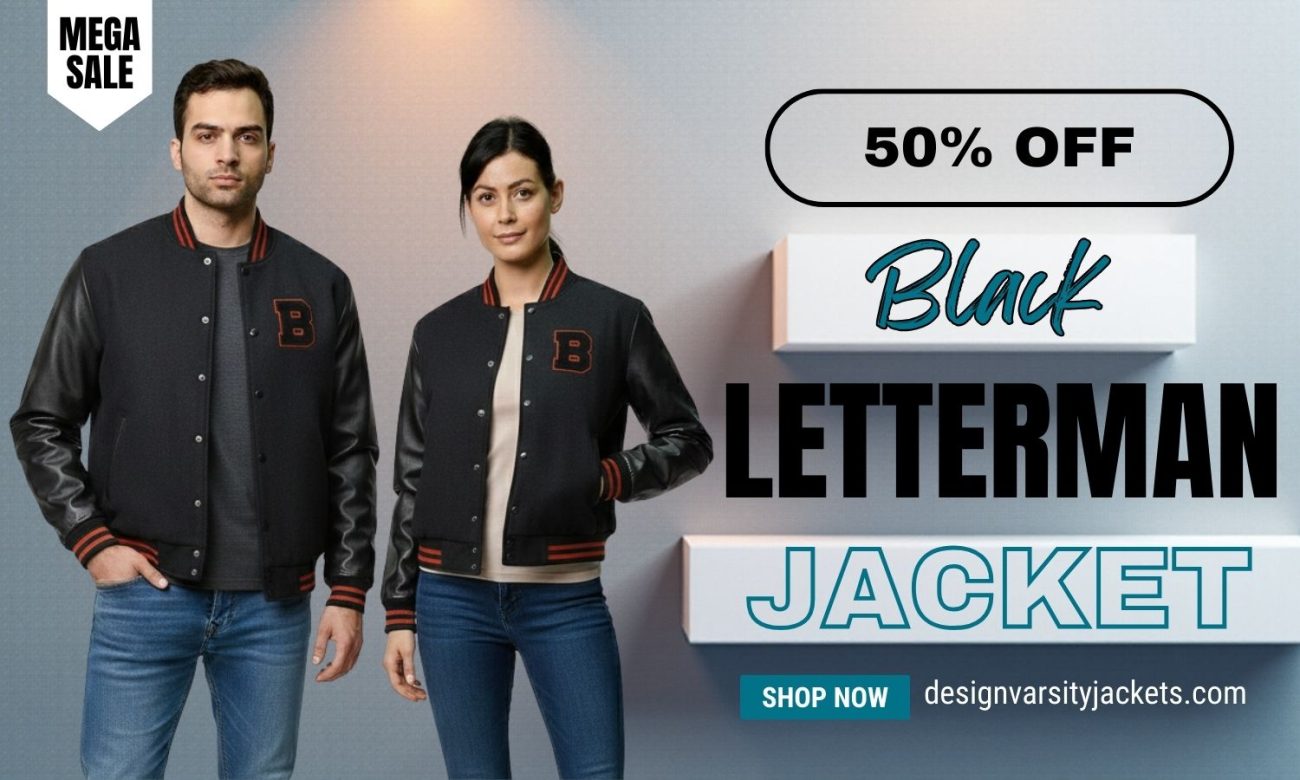 Black Letterman Jacket with White Sleeves