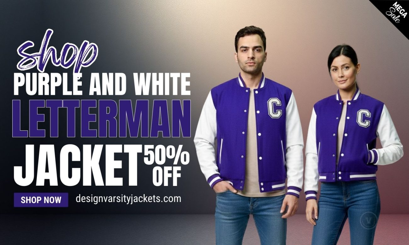 Purple And White Letterman Jacket Custom Design