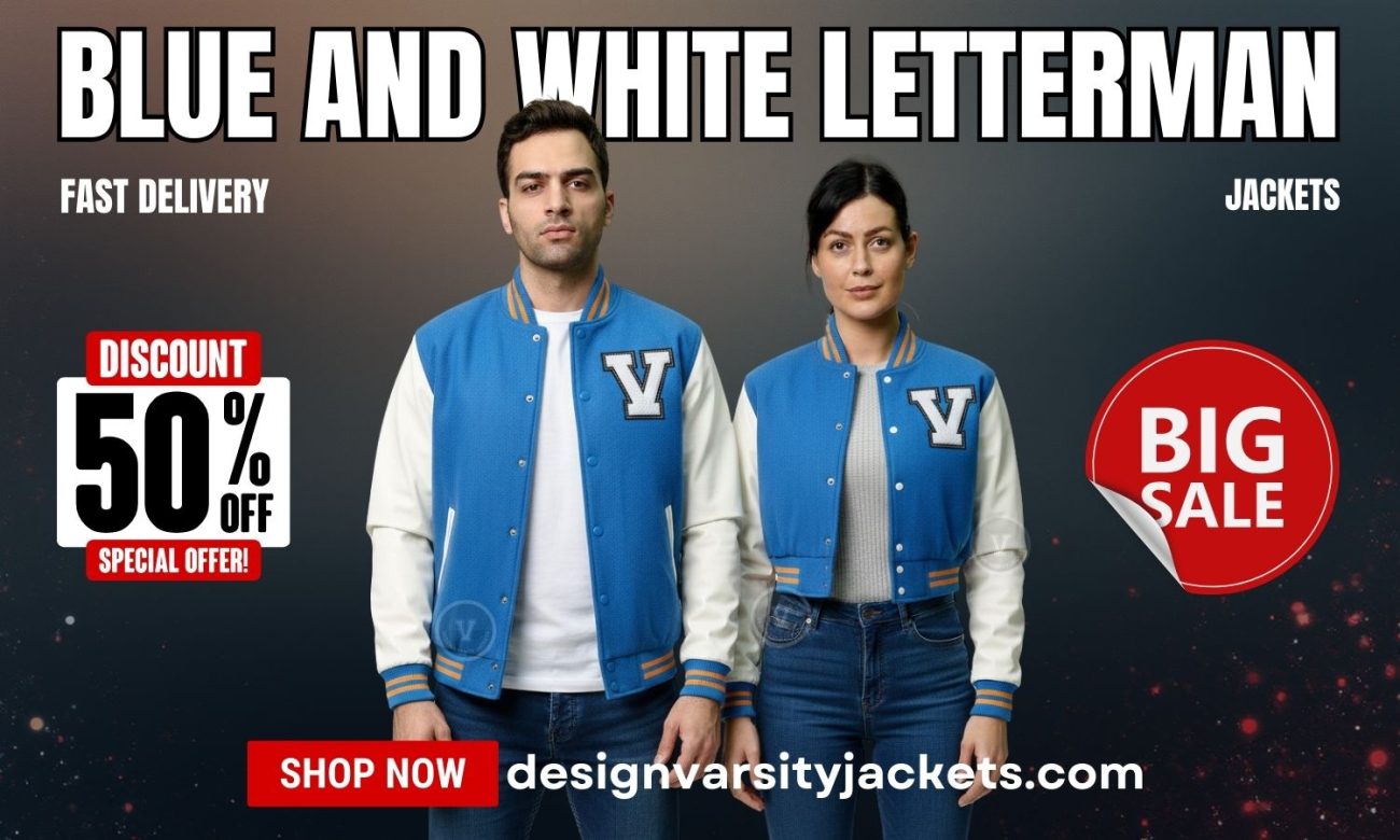 Blue And White Letterman Jackets For Teams