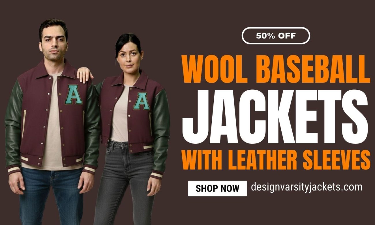 Wool Baseball Jackets With Leather Sleeves