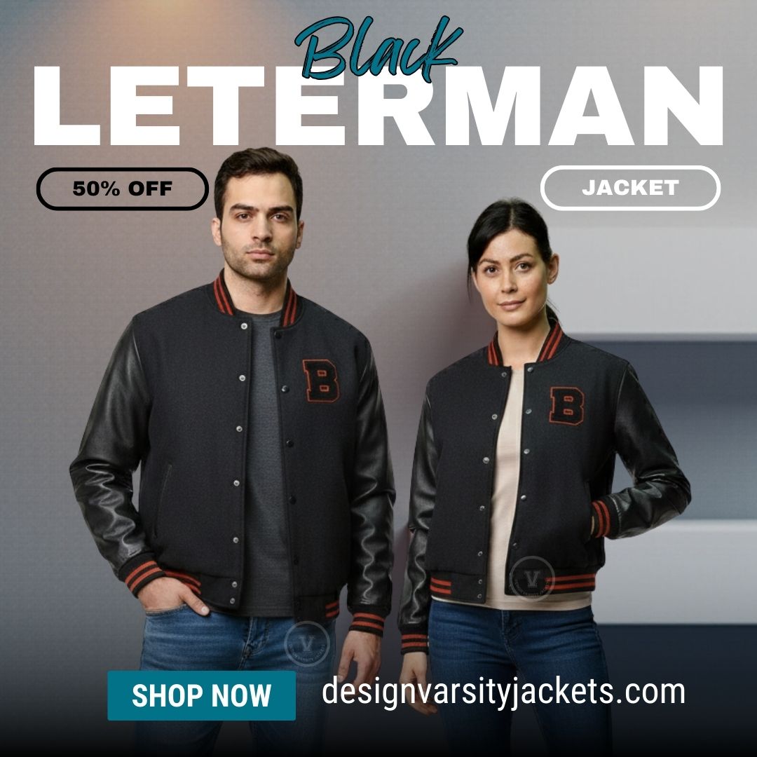 Black Letterman Jacket with White Sleeves