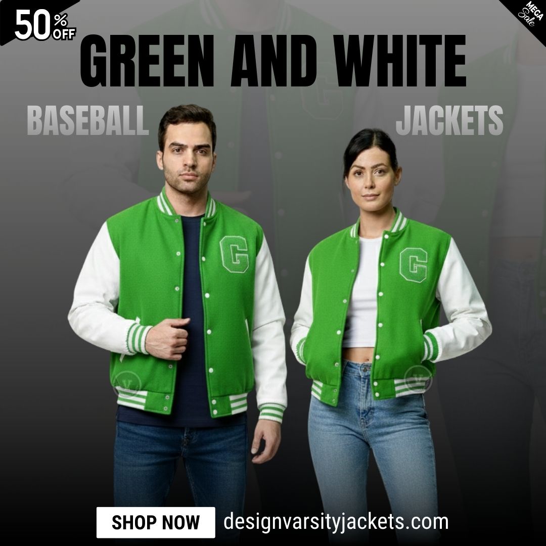 Green And White Baseball Jackets For Teams