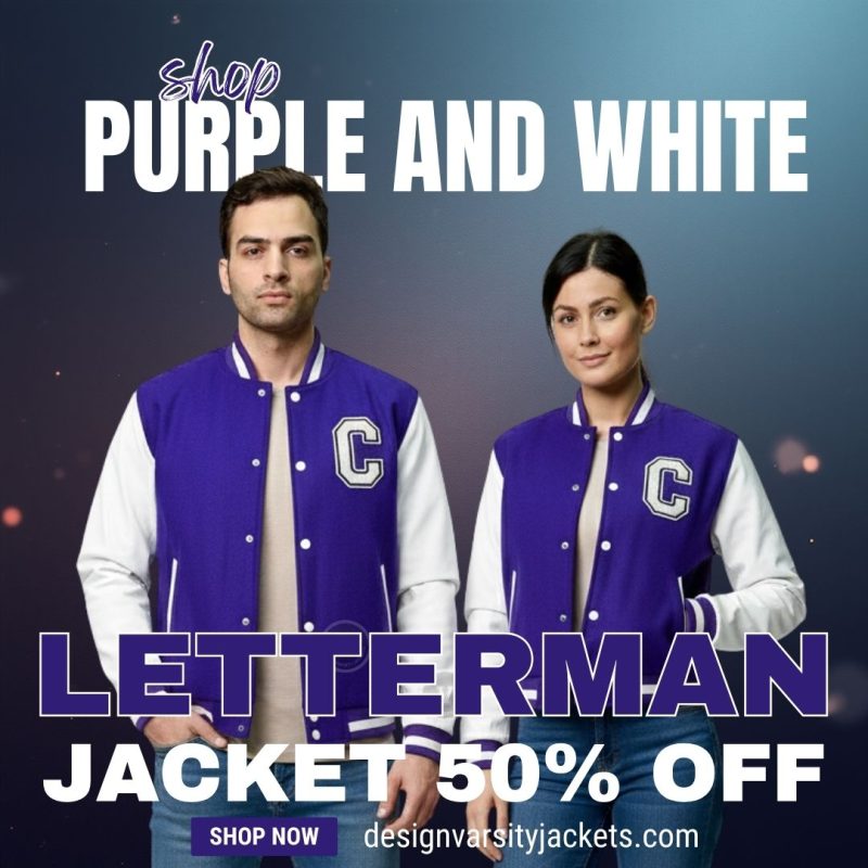 Purple And White Letterman Jacket Custom Design