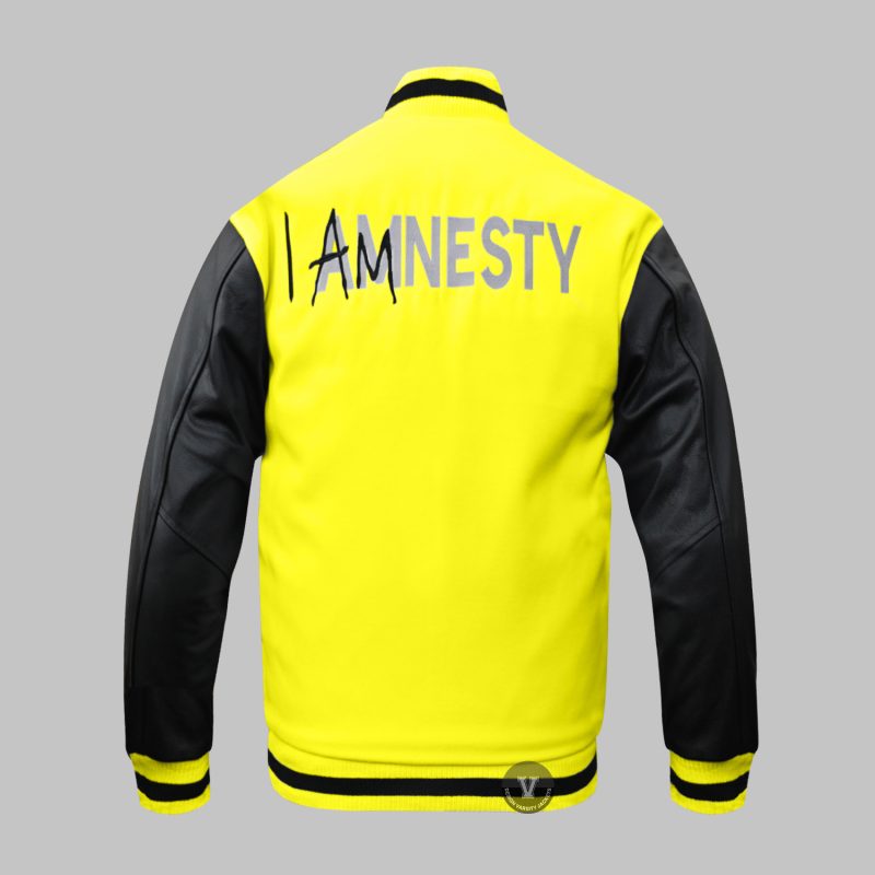 Yellow Zipper Varsity Jacket back