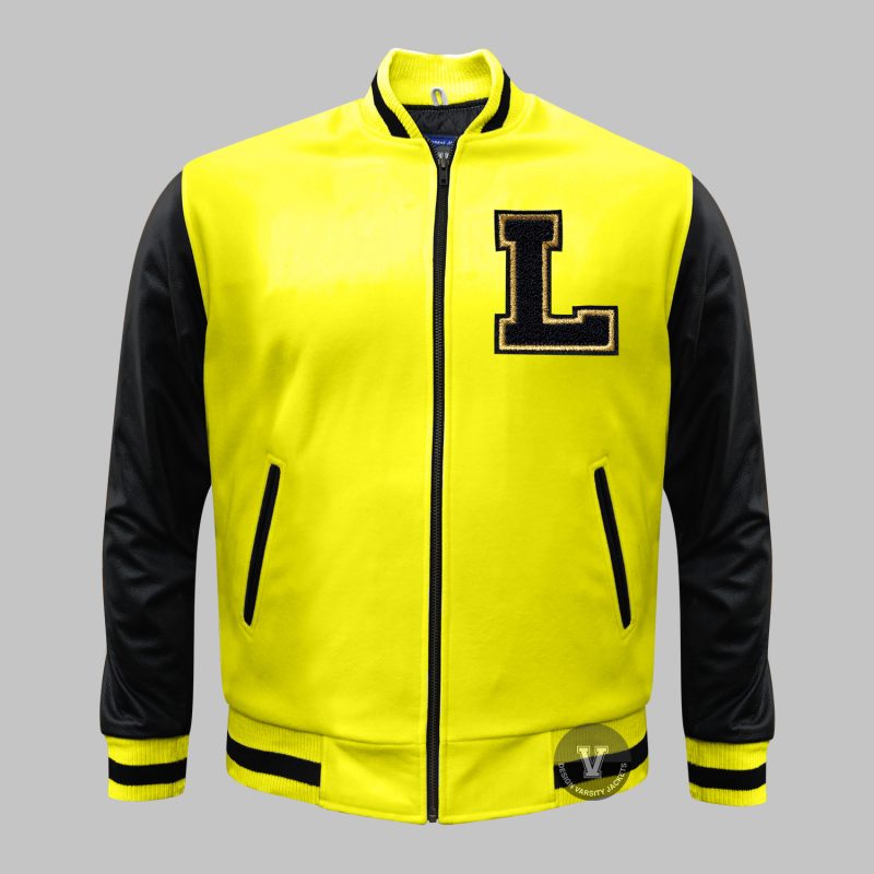 Yellow Zipper Varsity Jacket | Custom Letterman Jacket with Zipper & Embroidery