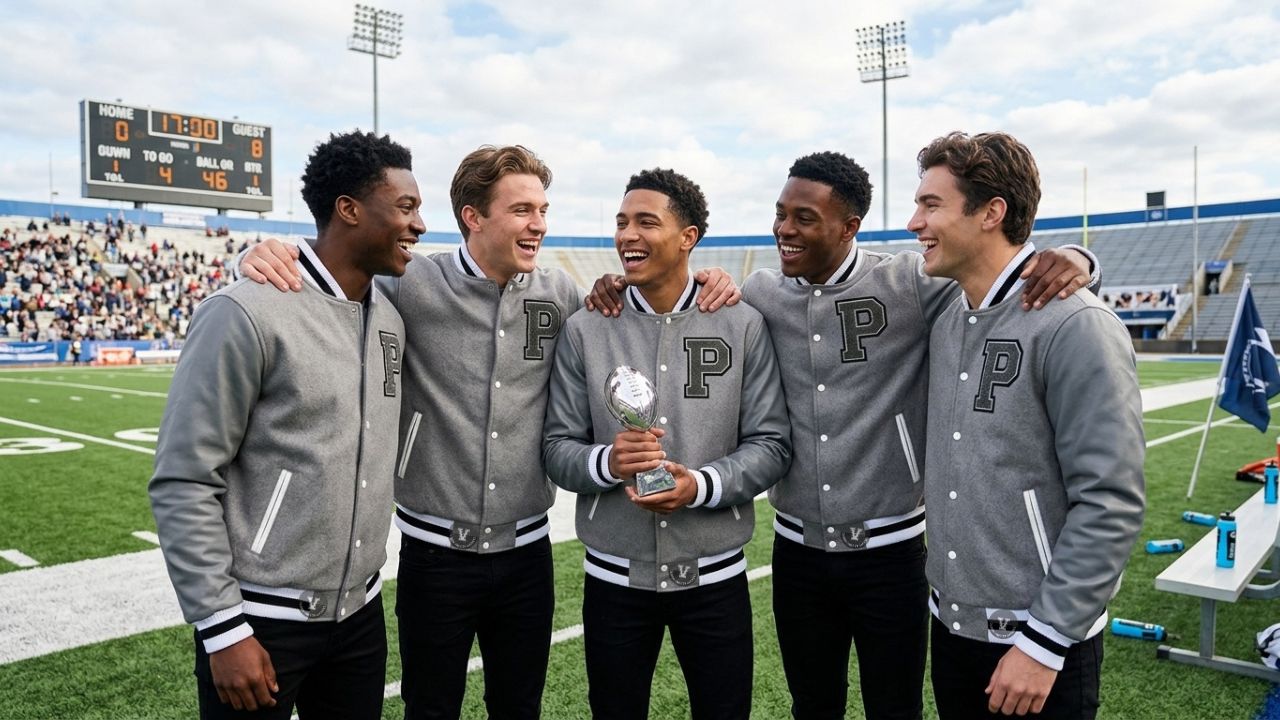 Wool Varsity Jackets With Leather Sleeves