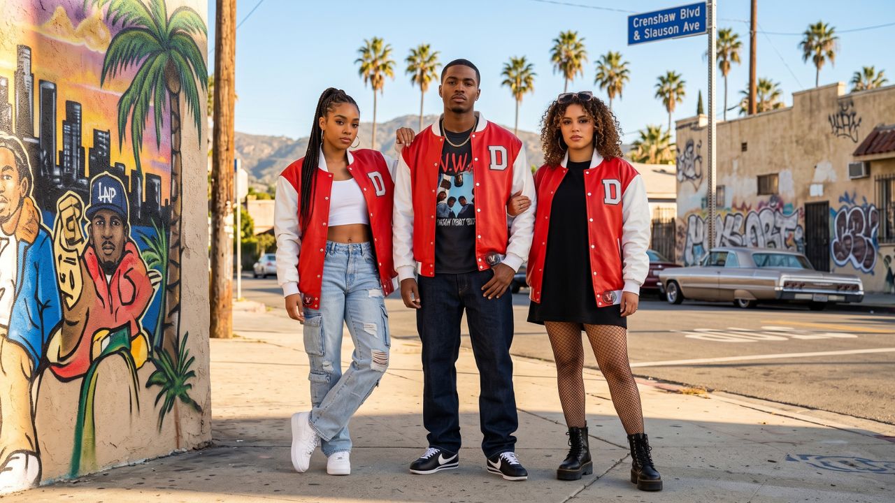 Varsity Jackets in Los Angeles Hip Hop Outfits