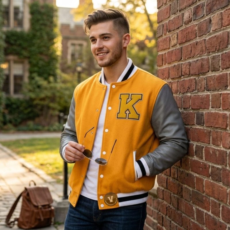 Men Varsity Jackets With Leather Sleeves